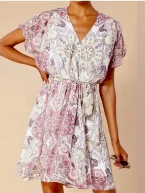 Hale Bob 100% Silk Catena Georgette Paisley Printed Silk Dress Size Medium